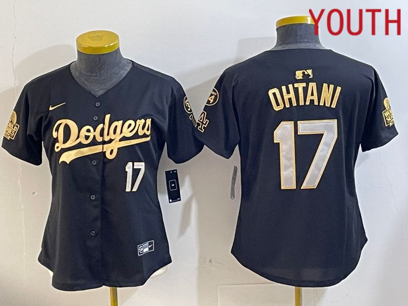 Youth Los Angeles Dodgers #17 Ohtani Black Gold Fashion Nike 2024 MLB Jersey style 1120->philadelphia eagles->NFL Jersey